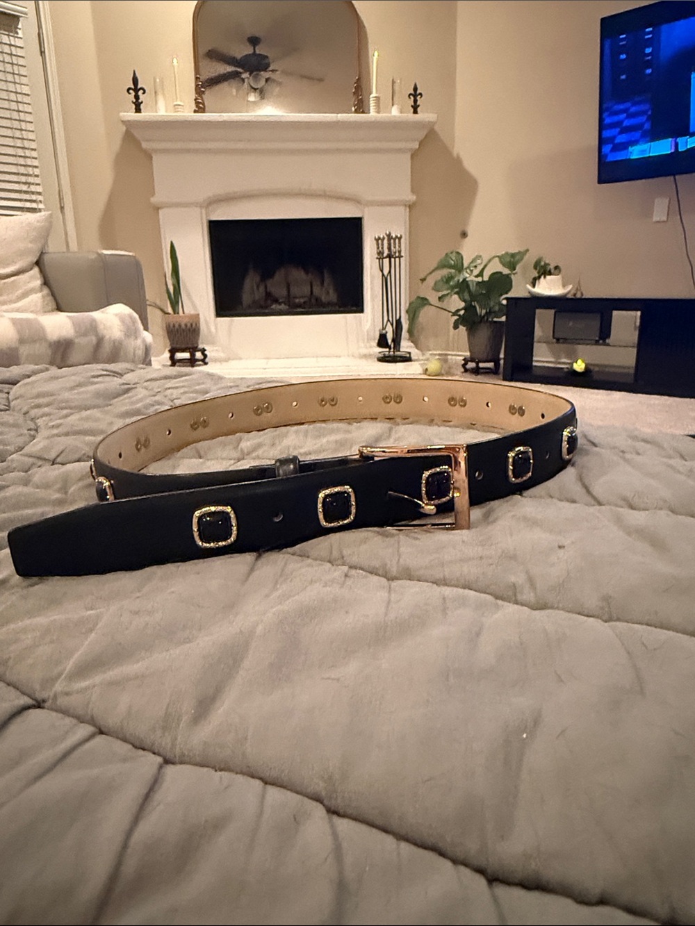 Target Black Belt with Gold Square Buckle Accents